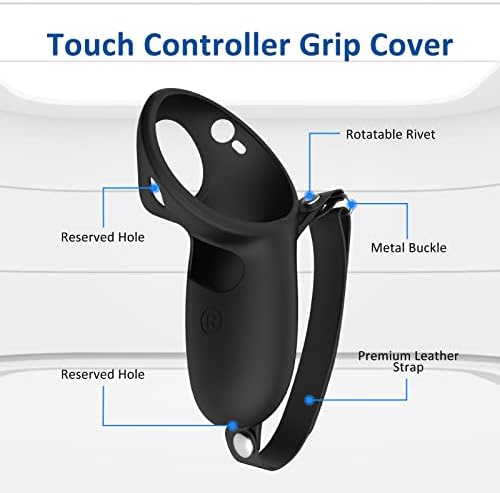 Дръжки контролер TATAVR са Съвместими с аксесоари Oculus Meta Quest Pro, Силиконова имат противоплъзгаща защита Quest Touch Pro с регулируема каишка за ръка (черен)