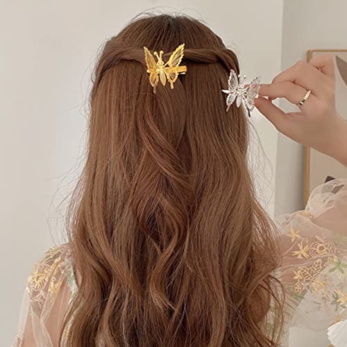 Движещи се Фиби за коса с Пеперуди, 12 БР Златни Игли за коса с Пеперуди, 3D Щипки за коса с Пеперуди, Щипки