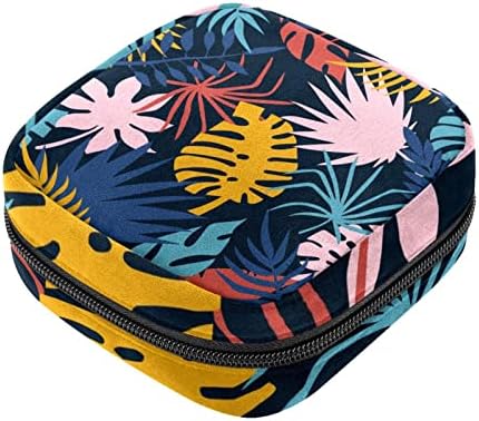 Чанти за съхранение на хигиенни тампони с Жълти Сини Розови корали и тропически листа, Периодично чанта за