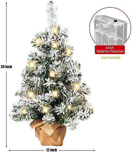 Изкуствени Коледни Елхи Настолна коледно дърво в основата на Чул, 20-Инчов Коледна елха, Изкуствена Бор с 20