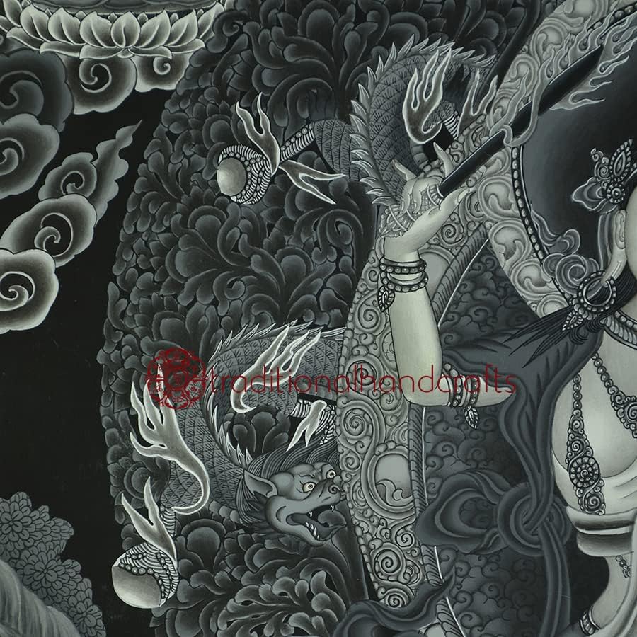 Снимка на на резервоара в стил Манджушир Newari, написана от традиционния метод в черно-бял цвят нашия господар-един