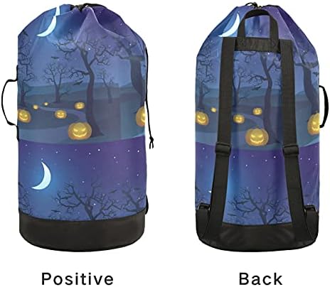 Хелоуин Горско Дърво Тиква Луната Чанта за дрехи Тежка Раница за дрехи с Плечевыми ремъци и Дръжки за чанта за дрехи