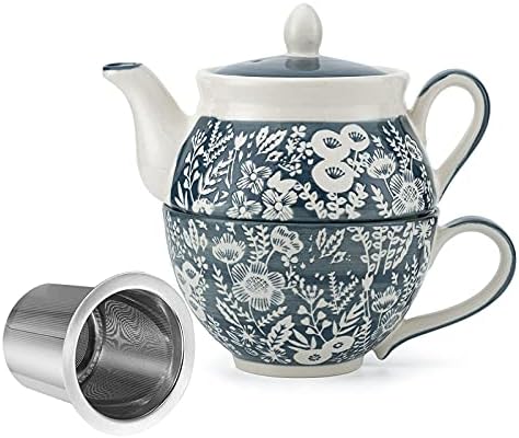 Taimei Teatime Gey и Blue Tea един по един Набор, Керамични Чайници и Чаши, ръчно рисувани, Чай, Комплекти за подарък, парти