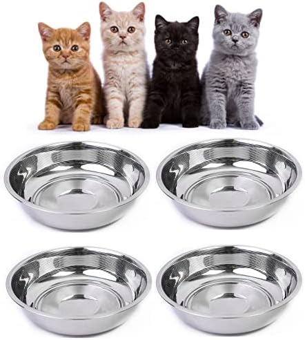 РГ inc 2 Опаковки, Чаши за котки от неръждаема стомана - Основни купички за кучета и котки храна и вода | се отстранява
