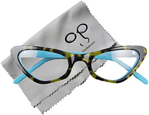 Очила за четене Circleperson дамски очила за четене Котешко око Ацетат Костенурка + синьо езеро