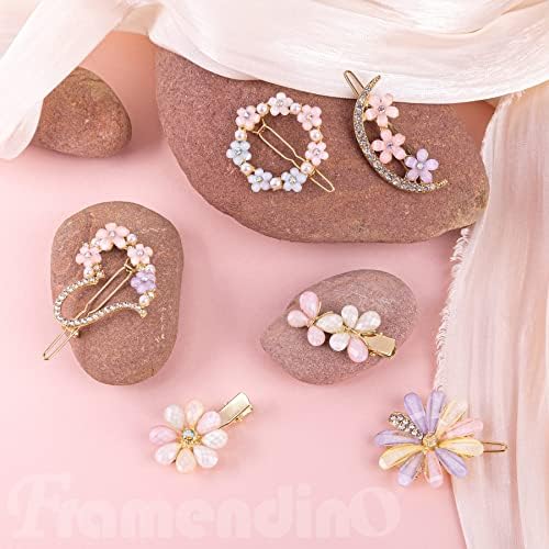 Framendino, 18 x, фиби за коса с кристали и пеперуди, щипки за коса с хрустальным цвете, щипки за коса, за жени и