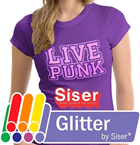 Теплопередающий винил Siser Glitter HTV за тениски с размери 10 на 12 см (1 Фут), 3 Предварително Нарязани листа (златното