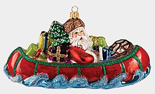 Дядо коледа е Карал, кану-каяк с Подаръци от Полски Стъкло, Декорация на Коледната Елха