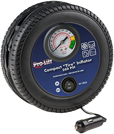 Компактна помпа за изпомпване на гуми Pro-LifT W-1802 12V (метален калибър, с най-високата стойност 260 паунда на квадратен