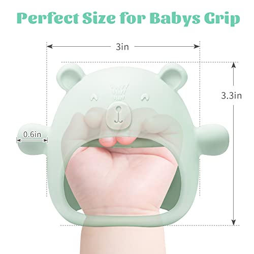 Мечката NiBaby, Силиконова детска Варежка, Дъвчене играчка за никнене на млечни зъби, за бебета, 3-6 месеца,