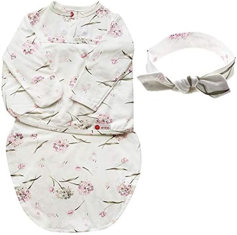 Чанта за свободни embe с дълъг ръкав и превръзка на главата за бебета 0-3 месеца с цветя модел, 6-14 кг | Удобен достъп до подгузнику