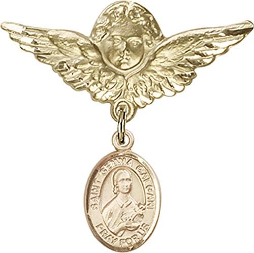 Детски икона Jewels Мания за амулет Свети Джеммы Галгани и пин Ангел с крила | Детски иконата със златен пълнеж с амулет