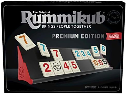 Rummikub Premium Edition на Pressman - Оборудван щанд - много плочки, с гравиран и чанта за съхранение за максимално удобство