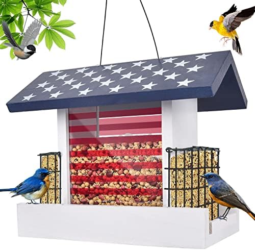 Хранилки за птици Gaprass за окачване на открито, Дървената ясла за птици за ръчно изработени с 2 Пластмасови