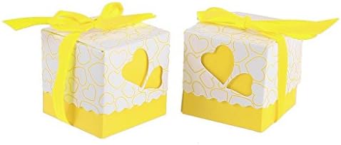 SHINA 50шт САМ Love Heart Подаръчни Кутии За Бонбони Сватбени услуги За Младоженци Комплект Декор за Сватбени партита (Жълт)