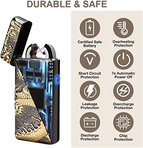 Електронна Запалка Kivors Plasma Arc USB Акумулаторна Ветрозащитная Беспламенная Метална Запалка Dragon за