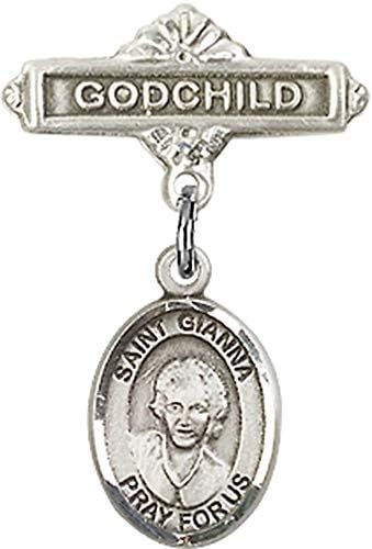 Детски икона Jewels Мания за талисман на St. Gianna Beretta Molla и игла за Кръщелник | Детски икона от Сребро с талисман