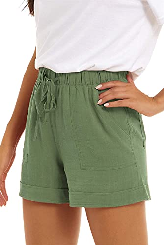 Летни широки къси панталони за жени с еластична гумена лента за кръста, ежедневни удобни къси панталони, шорти