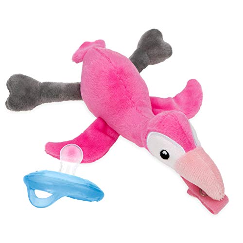 Nuby Успокояваща Dummy Natural Flex Snuggleez с Плюшено Комбо пакет за комфортна прегръдки, Flamingo