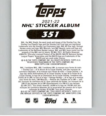 2021-22 Етикети Topps 351 Джак Хюз Ню Джърси Дэвилз Хокейна карта НХЛ (малък размер) със стикери 351