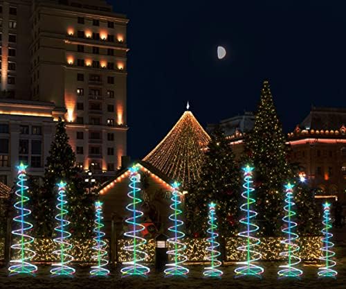 Winkstar Коледна Украса Спирала Светлини във формата на дърво RBG LED 8 Режима на 5 Фута На Закрито и На Открито