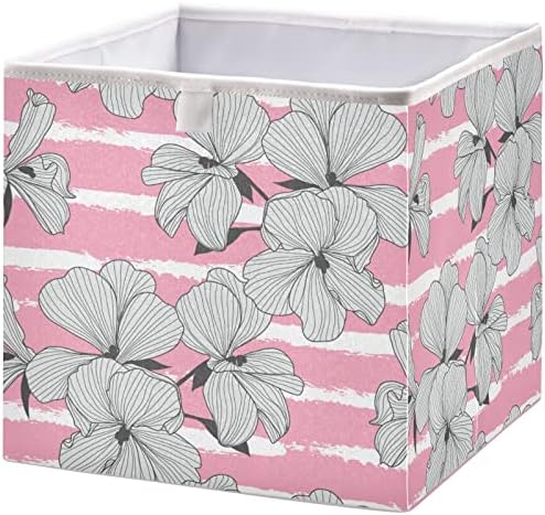 Кошница за шкаф visesunny, Елегантни Кутии за съхранение на Розово райе с цветя, Тъканни Кошница за Организиране на Рафтовете,