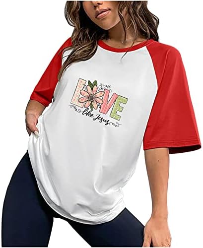 Дамски Модни Летни Ежедневни Тениски с Кръгло деколте и Къс ръкав, Принтом във вид на Любовни Писма, Ежедневни Свободни