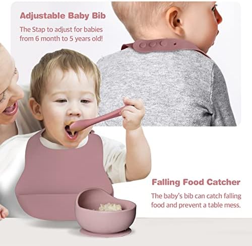 Розов Комплект за хранене на бебето – Набор от аксесоари за хранене на детето с нагрудником, поильником,