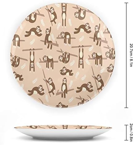 Забавен Ленивец Публикува Декоративна Купа от Костен Порцелан Кръгли Тарелками с Поставка за Дисплей за Домашен