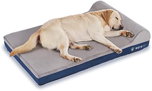 Легло за кучета WEVEGO, Голямо легло за кучета с възглавница, Легло за кучета от Плътна Гелевой Фланелен плат с ефект на паметта,