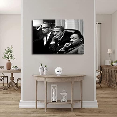 Барак Обама, Мартин Лутър Кинг-младши и Малкълм Х, Платно, Стена художествен Плакат, картина, Принт, монтаж на стена Изкуство,