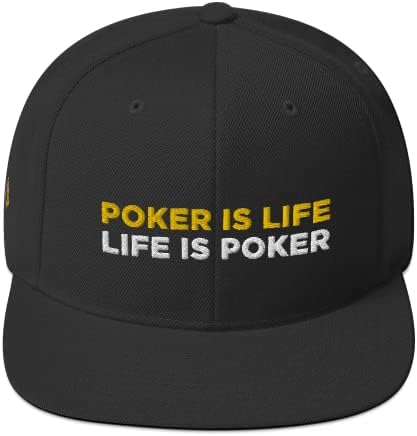 Бейзболна Шапка Poker Samadhi Poker is Life, Мъжка Шапка с плоска закопчалка на гърба, на бродирани дизайн (черен) 6
