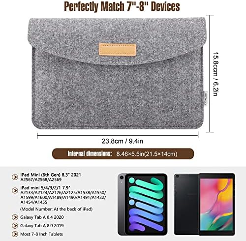 Чанта-ръкав MoKo 7-8 см, Преносим Защитен Фетровый калъф за таблет, подходящ за iPad Mini (6-то поколение)