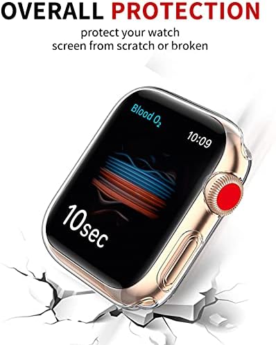 Ултра тънък защитен калъф Toeoe Exact Fit от мека TPU за Apple Watch Серия 6/SE/Series 5/Series 4 с фолио (2 опаковки по 44