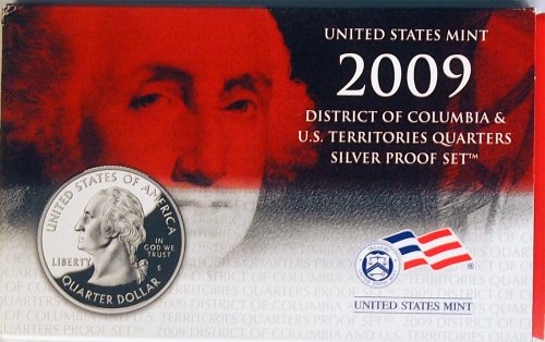 Сребърен комплект Четвертак територии на САЩ 2009 г. в оригиналната Мятной опаковка