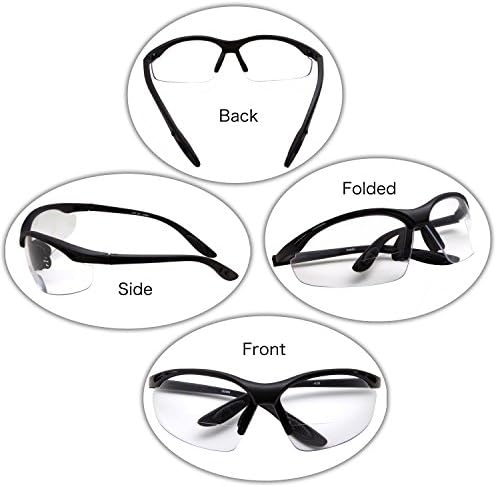 grinderPUNCH 2 Чифта Защитни Очила ANSI Z87, Удароустойчив Нескользящие Очила С прозрачни лещи, Бифокални Очила