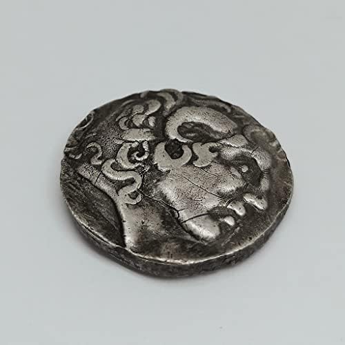 Двурогий Бог На Александър Македонски Древногръцки Сребърна Монета Класически Мит Омир Епична Монета Гравиране Подарък