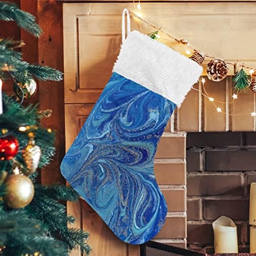 Коледни Чорапи ALAZA, Сини Под Мрамор, Класически Персонализирани Големи Чорапи, Бижута за Семейни Тържества, декорация