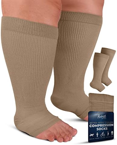 Компресия чорапи Pembrook Без пръсти, Широки до средата на прасците за жени и мъже, 20-30 мм hg.календар. | 6XL, Компресия