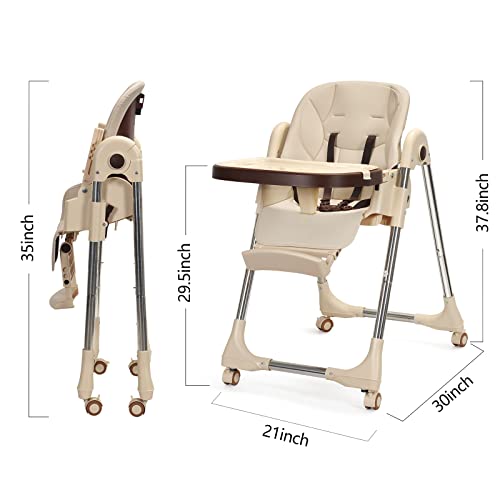 Сгъваем столче за хранене за Бебета и деца, Многократно Регулируеми облегалка, поставка за краката и Височина на седалката,