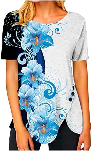 Тениска За Момичета Лято Есен Памук с Къс Ръкав през Цялата Силует Пеперуда Графична Блуза, Тениска за Жени L5 L5