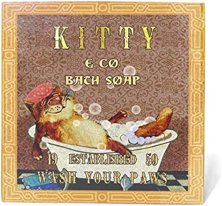 Ретро Баня Котка Дървена Кутия Знак За Декор На Масата Табелка Kitty & Co. Сапун за баня Измийте Лапите на Дървена