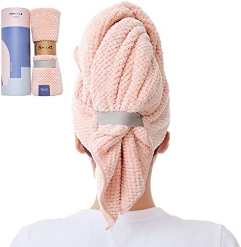 BYCOO, 2 опаковки, Голяма Кърпа за коса от Микрофибър, Обвивка за жени, Кърпа за сушене на косата срещу Резба с Еластична