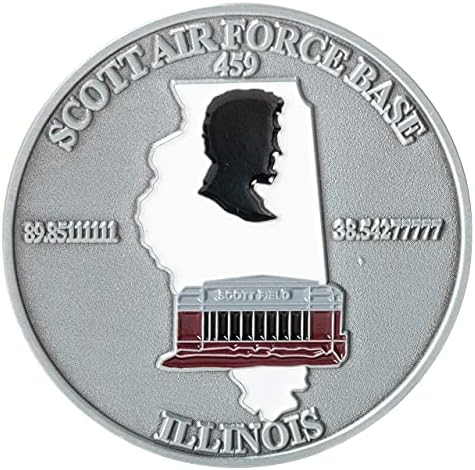 Монета на Повикване на Военно-въздушните сили на САЩ USAF Scott Air Force Base Илинойс и Синьо Кадифе Кутия за