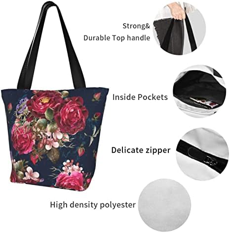 Цветна Холщовая Чанта-Тоут с Цветен Модел за Жени, Bag-Чанта с цип, Работна, Училищна, За Пътуване, За Покупки, Колеж