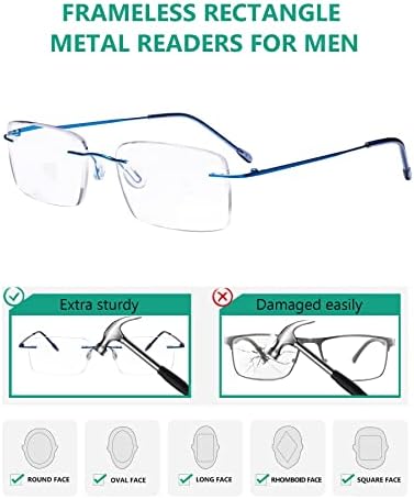 Eyekepper без рамки Очила за четене за Мъже За Четене - Правоъгълни Очила за четене Без рамки