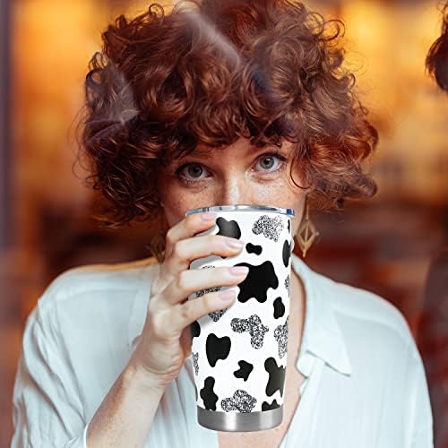 Чаша с шарени крави с капак и соломинкой, сладки подаръци с участието на крави, за жени, любители на крави,
