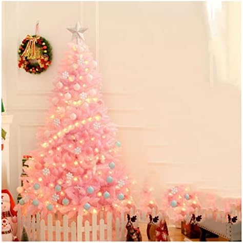 Коледно Дърво DEFLAB Черешов цвят, Розова Украса за Коледната Елха, Коледни украси за деца (Цвят: 150 см)