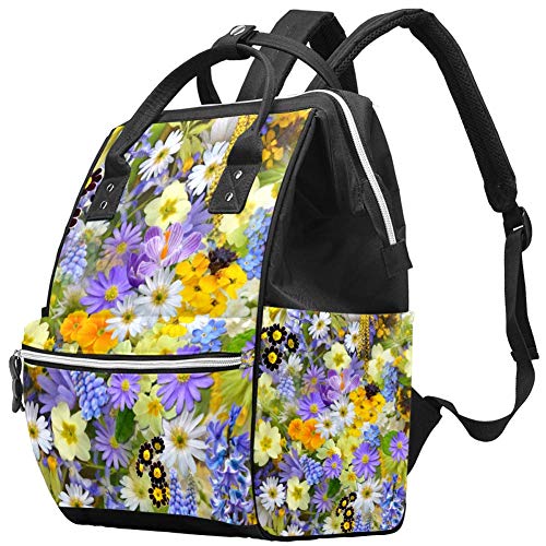 Раница-чанта за Памперси LORVIES Spring Flowers Butterfly, Многофункционална чанта с Голям Капацитет