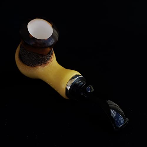 AGovem Пенковая тръба с Обратен блок за пушене на Тютюневи изделия от Сребро с Ръчно изработени, Резбовани Турска